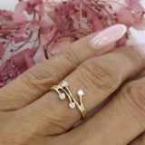 Pre Owned 9ct Yellow Gold 4 Prong Diamond Scatter Ring 0.20ct