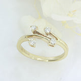 Pre Owned 9ct Yellow Gold 4 Prong Diamond Scatter Ring 0.20ct