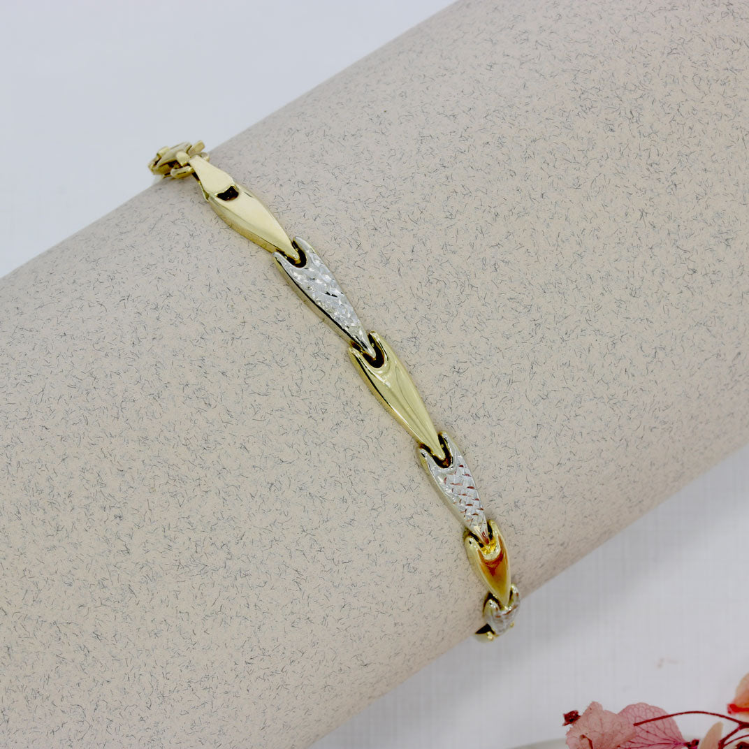 Pre Owned 9ct Yellow and White Gold Arrow Link Bracelet
