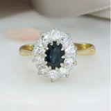 Pre Owned 18ct Gold & Platinum Sapphire & Diamond Cluster Ring