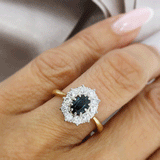 Pre Owned 18ct Gold & Platinum Sapphire & Diamond Cluster Ring