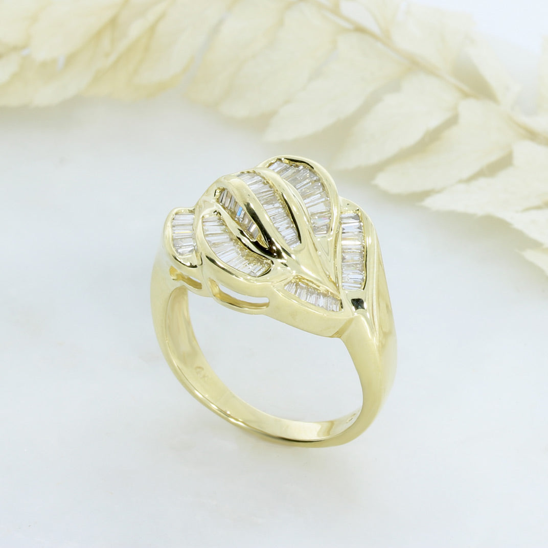 Pre Owned 14ct Yellow Gold Baguette Diamond Cluster Ring Approx 1.25ct