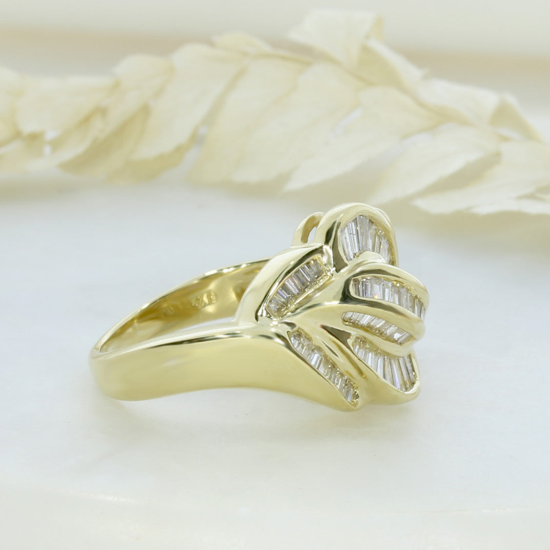 Pre Owned 14ct Yellow Gold Baguette Diamond Cluster Ring Approx 1.25ct
