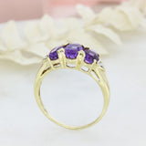 Pre Owned 9ct Yellow Gold Oval Amethyst 3 Stone Ring