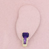 Pre Owned 14ct Yellow Gold Amethyst Earrings