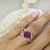 Pre Owned 18ct Rose Gold Dress Ring with 5.01ct Oval Claw Set Pink Tourmaline & Diamonds