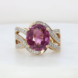 Pre Owned 18ct Rose Gold Dress Ring with 5.01ct Oval Claw Set Pink Tourmaline & Diamonds