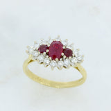 Pre Owned 18ct Gold Ruby & Diamond Cluster Ring Diamond Weight 0.50ct