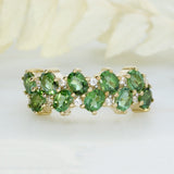 Pre Owned 9ct Gold Andradite Garnets & Diamond Cluster Ring
