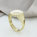 Pre Owned 9ct Yellow Gold Square, Half Engraved Signet Ring
