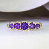 Pre Owned 9ct Yellow Gold Claw Set Amethyst 5 Stone Ring