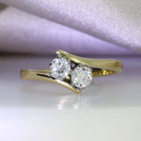 Pre Owned 18ct Gold 2 Stone Crossover Diamond Ring