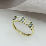 Pre Owned 9ct Yellow Gold Blue Topaz & Pave Set Diamond Ring
