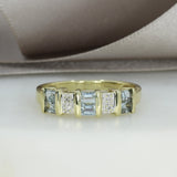 Pre Owned 9ct Yellow Gold Blue Topaz & Pave Set Diamond Ring