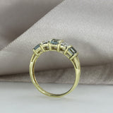 Pre Owned 9ct Yellow Gold Blue Topaz & Pave Set Diamond Ring