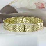 Pre Owned 9ct Yellow Gold Flat Brick Link 7 Row Bracelet 7"