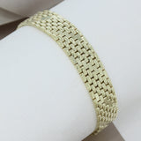 Pre Owned 9ct Yellow Gold Flat Brick Link 7 Row Bracelet 7"