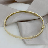 Pre Owned 9ct Yellow Gold Diamond Set Hinged Bangle