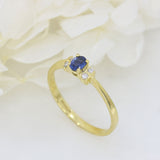 18ct Yellow Gold Dainty Sapphire & Diamond Ring