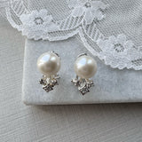 Silver Earrings with pearl and CZ
