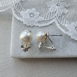 Silver Earrings with pearl and CZ