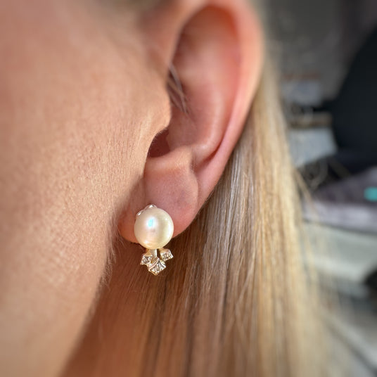 Silver Earrings with pearl and CZ