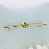 Pre-Owned 9ct Yellow Gold Peridot & Diamond Bar Brooch