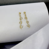 9ct Yellow Gold Wavey Drop Earrings With CZ's