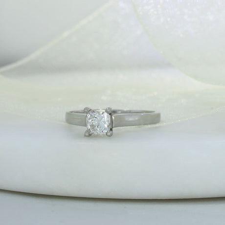 Pre Owned Platinum Certified Princess Cut Diamond Solitaire Ring 0.59ct SI1 G