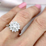 Platinum Claw Set Diamond Flower Cluster Ring Approximately 1.00ct