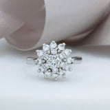 Platinum Claw Set Diamond Flower Cluster Ring Approximately 1.00ct