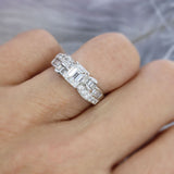 Pre Owned Certified 18ct White Fancy Emerald Cut Diamond Ring 1.98ct