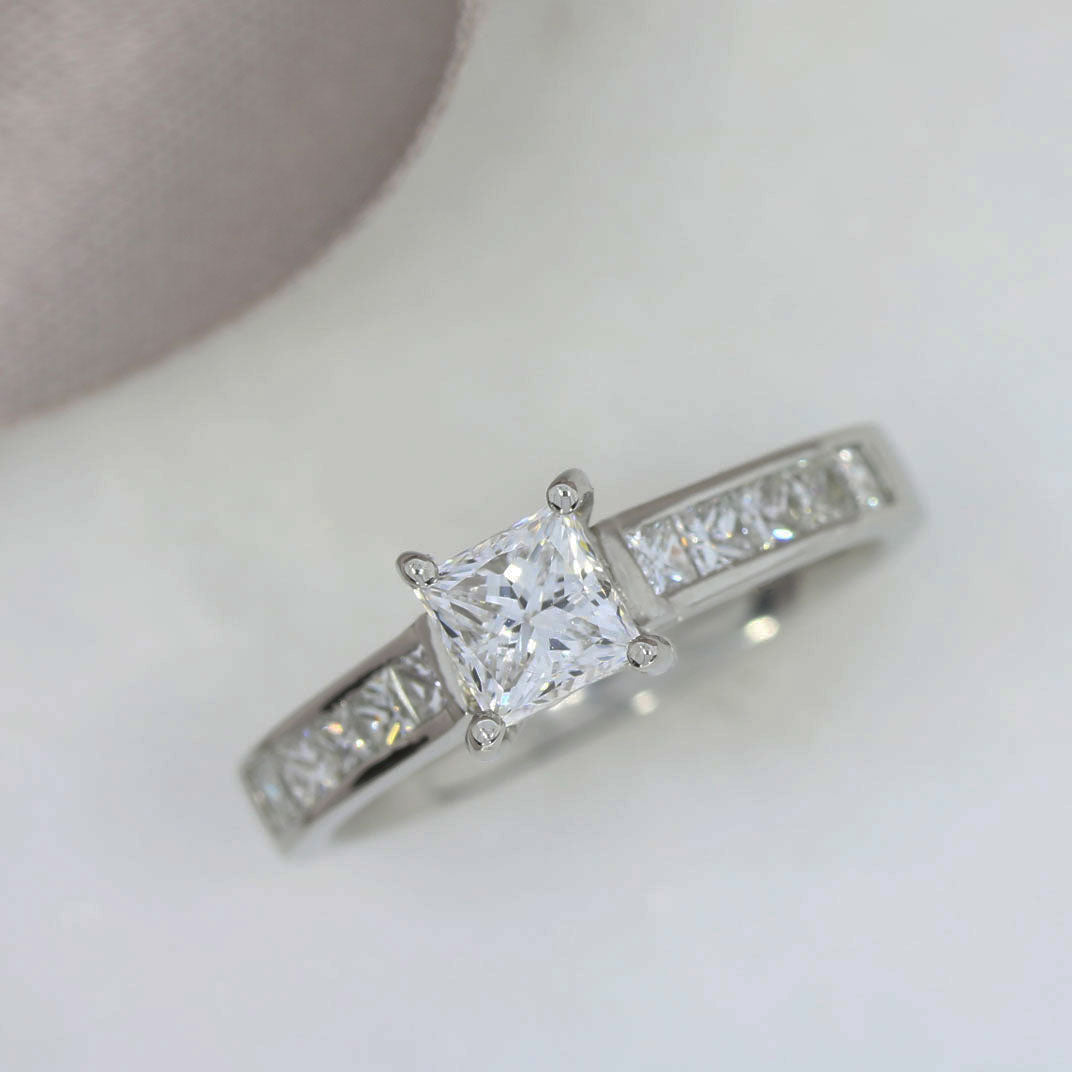 GIA Certified Platinum Princess Cut Diamond Ring 1.32ct D VS1