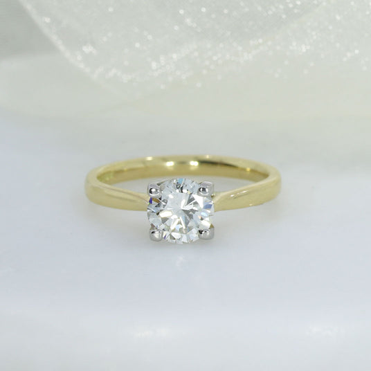 Certified 18ct Gold Brilliant Cut Diamond Solitaire Ring 1.00ct K SI1