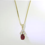 9ct Yellow Ruby & Round Diamond Pendant On 9ct Yellow Gold 20'' Box Chain
