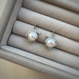 Silver Swirl CZ  Earrings with Cultured Pearl.