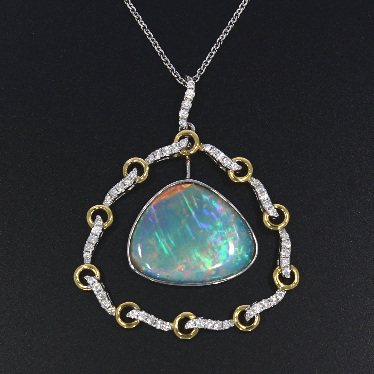 18ct Yellow & White Gold Fancy Opal & Diamond Pendant