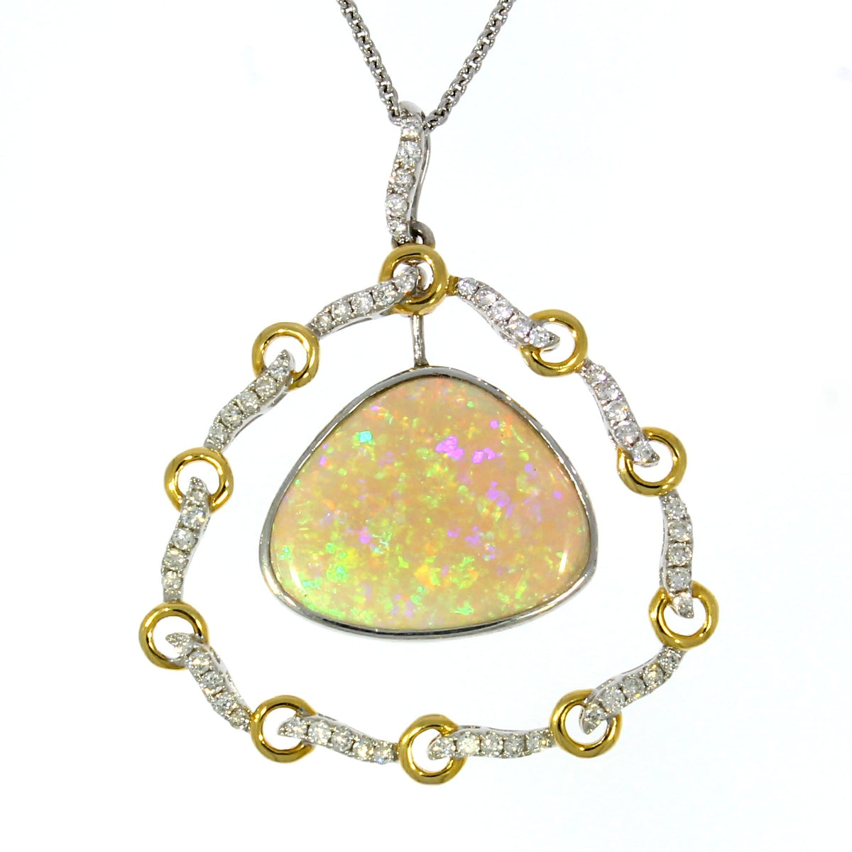 18ct Yellow & White Gold Fancy Opal & Diamond Pendant