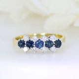 18ct Yellow Gold Sapphire & Diamond Fancy Cluster Ring