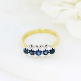 18ct Yellow Gold Sapphire & Diamond Fancy Cluster Ring