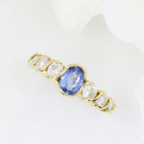 18ct Yellow Oval Sapphire Ring With 3 Graduating Diamonds On Each Side