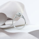 Platinum Diamond Solitaire Cushion Halo & Shoulder Stones