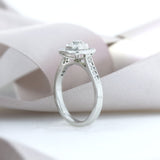 Platinum Diamond Solitaire Cushion Halo & Shoulder Stones