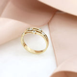 9ct Yellow Gold Small 3 Row Bubble Ring 0.18ct