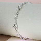 Pre Owned 18ct Gold Love Heart Diamond Tennis Bracelet 2.70ct VS