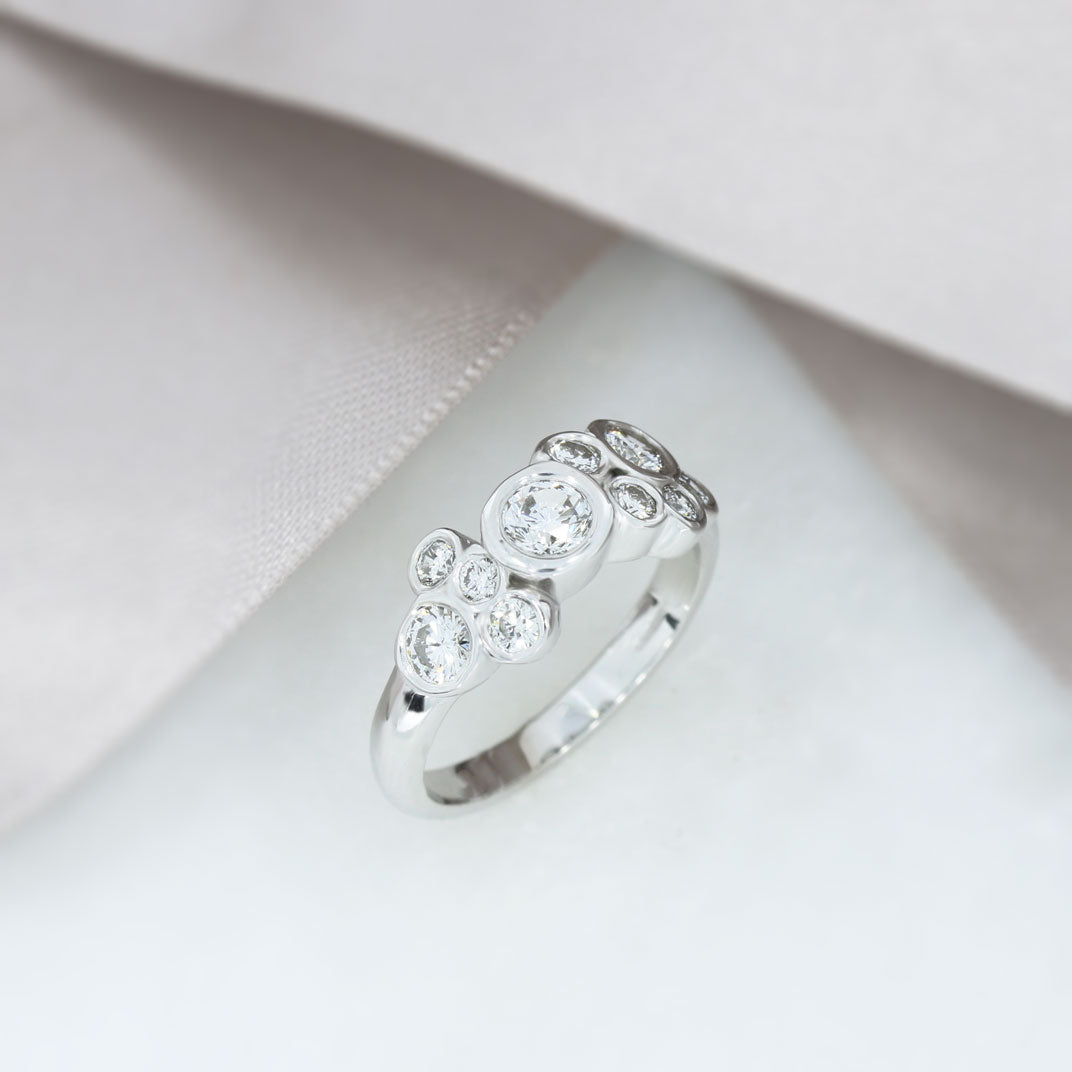 18ct White Gold Diamond Bubble ring 1.06ct