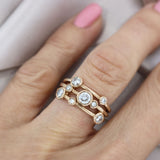 18ct Rose Gold 3 Row Diamond Bubble Ring 0.93ct