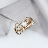 18ct Rose Gold 3 Row Diamond Bubble Ring 0.93ct