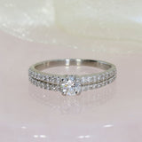 Pre Owned Certified Platinum Diamond Solitaire Ring with Split Diamond Set Shoulders 0.63ct
