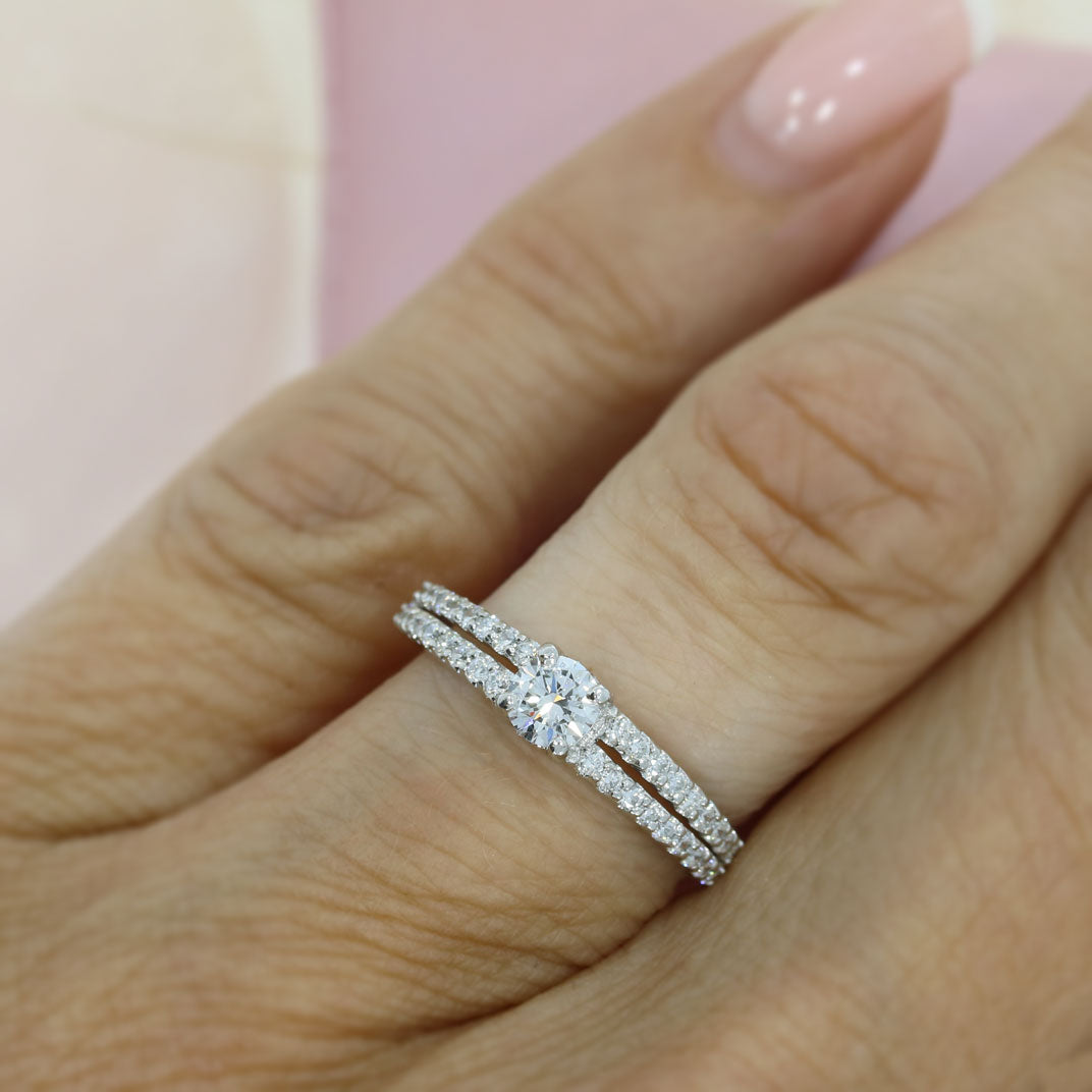 Pre Owned Certified Platinum Diamond Solitaire Ring with Split Diamond Set Shoulders 0.63ct